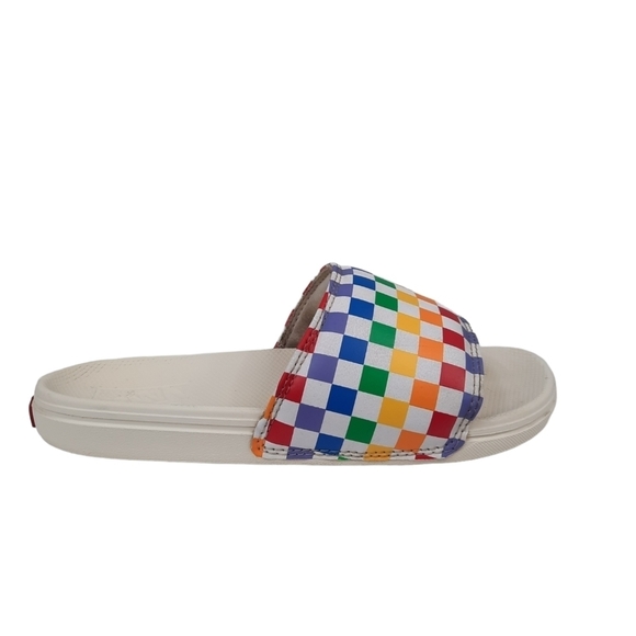 Vans La Costa Rainbow Checkerboard Slides Size 5 Youth Unisex Kids - Picture 10 of 10
